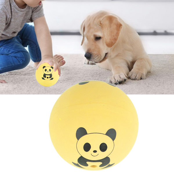 Pipande leksak bollar i latex, tugg-resistent, interaktiva, mjuka husdjursleksaker för katt och hund, 2,0 tum, gul