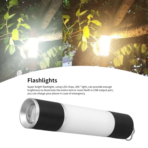 Ficklampor USB Uppladdningsbar Bärbar Justerbar Ljusstyrka Långvarig LED Ficklampa för Camping Vandring