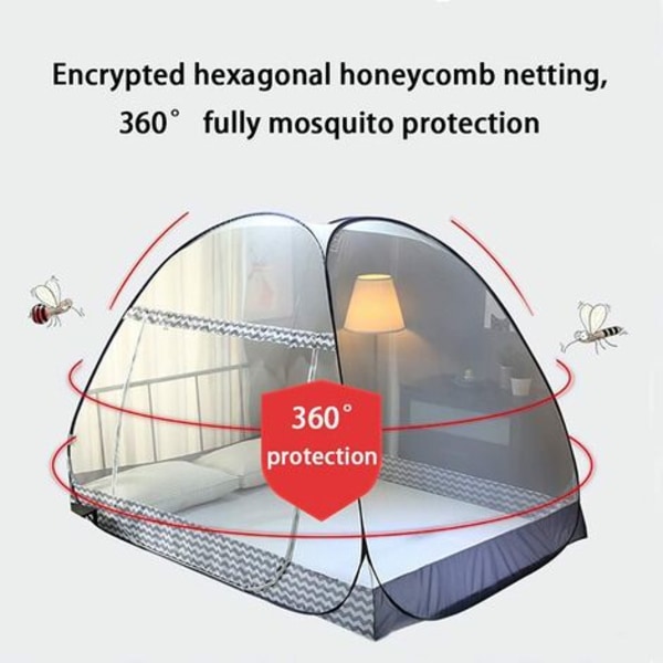 Fällbar säng myggnät pop up stort myggnät kupoltält enkel dörr camping myggnät gardin lätt att installera för sovrum 100 cm (B) 190 cm (L)
