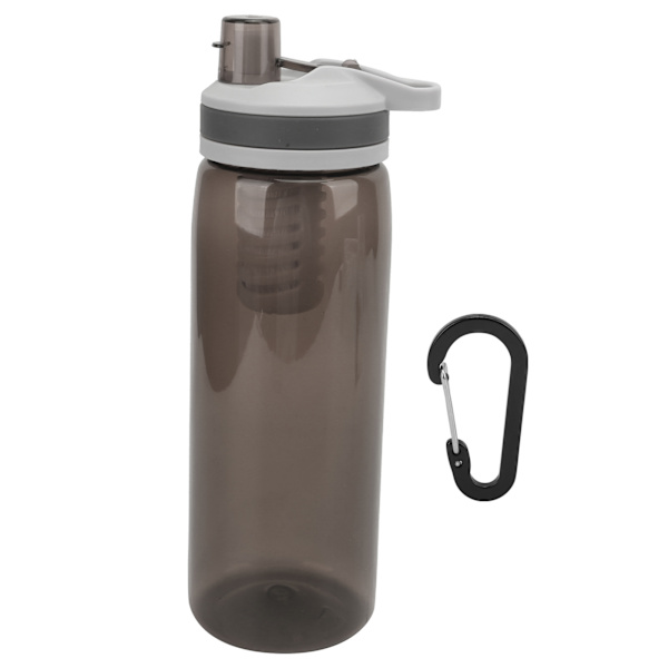 770ml Bärbar Filtrerad Vattenflaska Utomhus Vattenrenare för Camping Vandring Nödsituation Svart