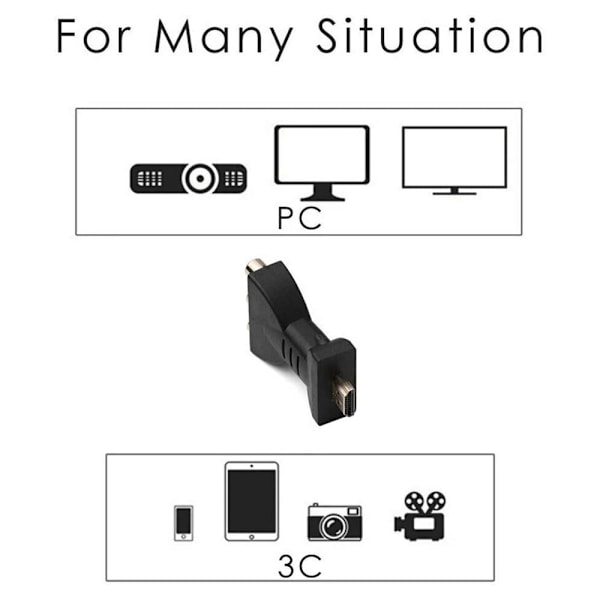 HDMI till AV-omvandlare, Full HD-videoadapter för högkvalitativ digital till analog signalomvandling, lämplig för HDTV DVD LCD-projektorer med stabil