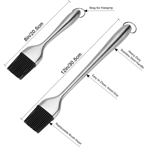 2-pack kraftiga grillpenslar för grillning, kött, kakor och bakverk