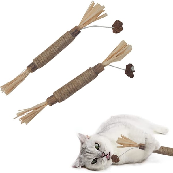 Cat Grass Stick, Cat Grass Tand Slip Stick, Cat Grass Stick, Naturlig Trä Cat Molar Toy, 2 stycken