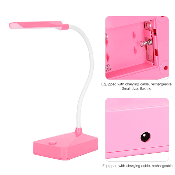 2 set LED-skrivbordslampa rosa flexibel gåshals hopfällbar hemmakontor universell bordslampa