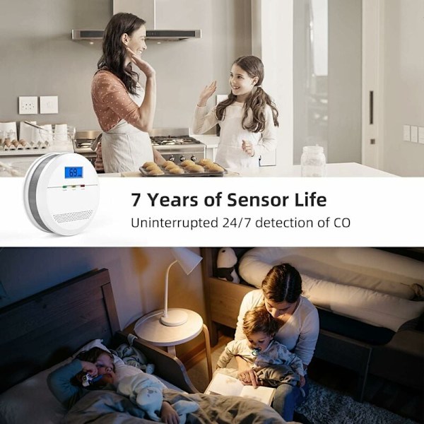 Avancerad 2-i-1 Kolmonoxid- och Rökdetektor, Stabil Funktion Lång Livslängd, Elektrokemisk Sensor, För Hemmakontor (Batteri Ingår Ej)