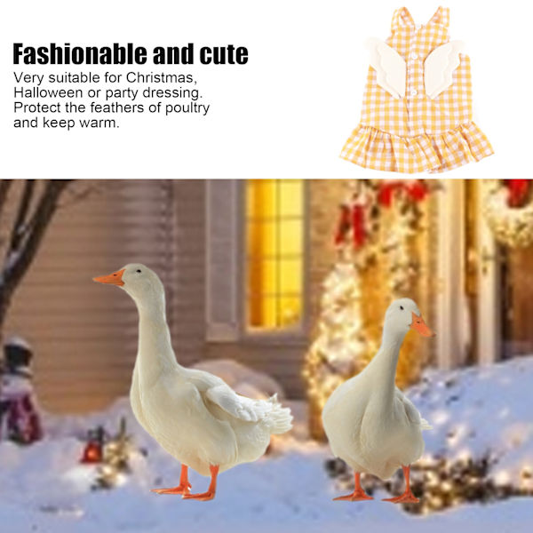 Söt fjäderdräkt för husdjursankungar, kläder för fjäderfä, kläder för gås, kyckling, anka, gult rutnät, XL
