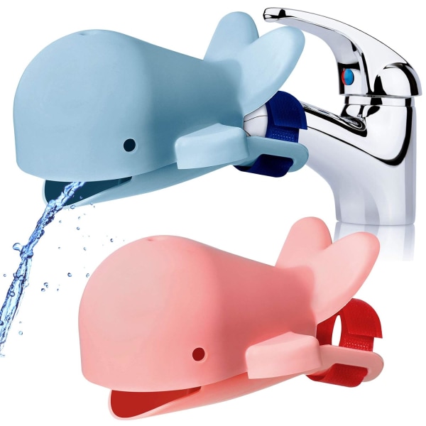 2 delar Whale kranförlängare Badpipslock Cover Cover Badkarspiplock Rolig handtvättlösning Tecknad diskbänk Vattenpipsförlängare