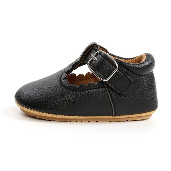 Baby Sandaler Läder Ovansida Gummisula Anti Slip Mjuk Bekväm Lätt Andningsbar Småbarn Gåskor Svart 13cm/5.1in (för 12 till 18 månader)