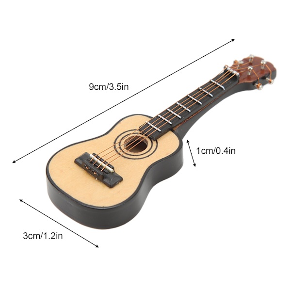 1:12 Miniatyrgitarrmodell Björk Målad Yta Livsliknande Dekorativ Miniatyrgitarr Prydnad för Dockhus Klassisk