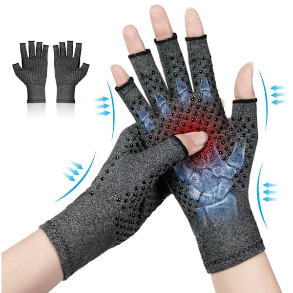 Fingerlösa Kompressionshandskar, Stöd för Handartrit, Silikonprickad Design för Grepp, Andningsbart Material, Reumatoid Lindring, Fukt