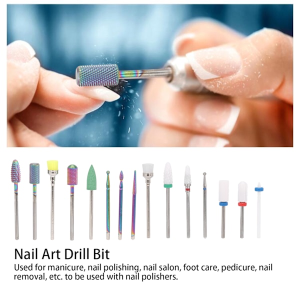 15 st professionella nagelborrset elektrisk manikymaskin borr bits nagelslipspetsset