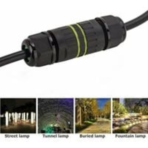 2-pack IP68 vattentät kopplingsdosa Ø 3,5-7 mm kontakter Extern hylsa koppling Utomhus elektrisk kapsling Kopplingsdosa-svart,