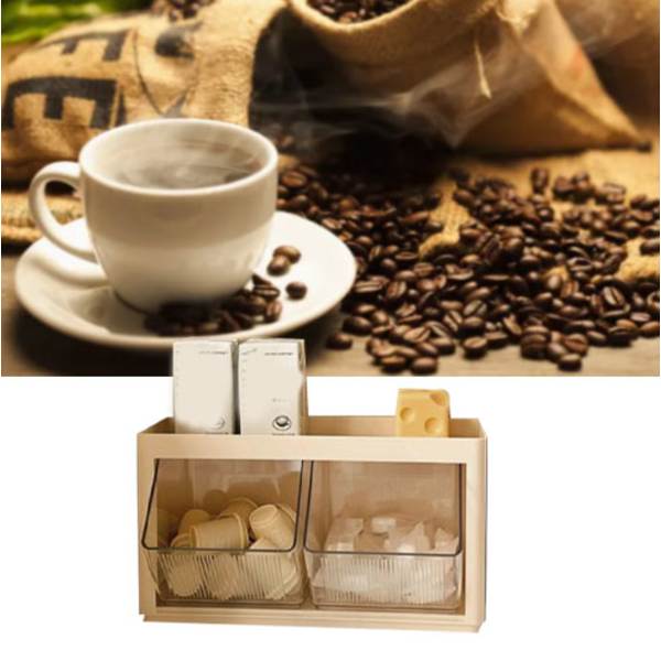 Väggmonterad te- och kaffekapslar förvaringslåda, multifunktionell förvaring för kontor, skafferi och snacks, gul