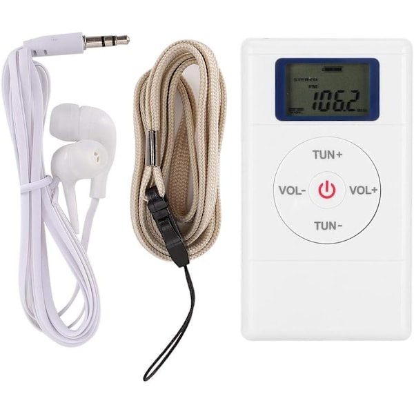Bärbar headset-radio, Mini Digital Tuning FM-radio Audio Walkman Radio Player med snodd och hörlurar Uppladdningsbart batteri Liten fickradio