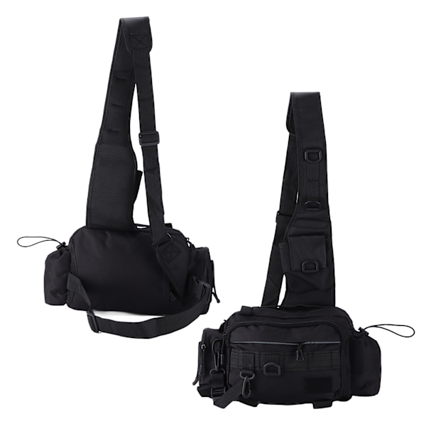 Fiskeutrustning Väska Nylon 600D Fiskeutrustning Sling Pack med Midjebälte för Utomhus CyklingSvart