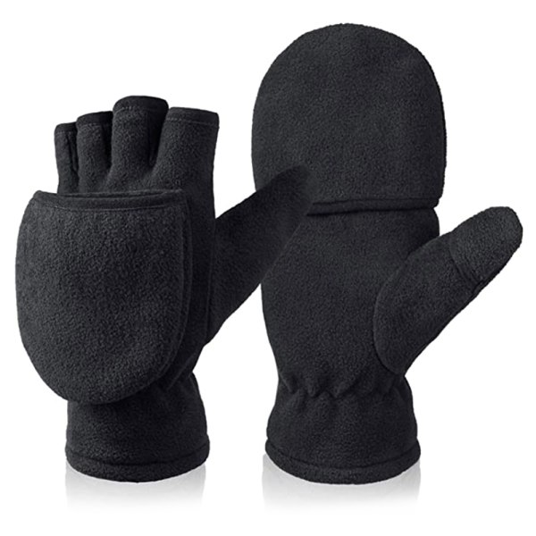 Svarta handskar Höst och vinter Clamshell varma handskar Köldsäkra