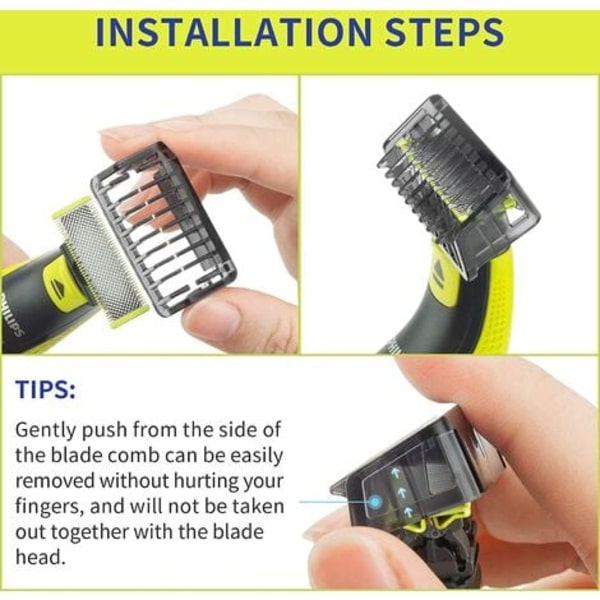 Oneblade kamguide kam för Philips OneBlade & OneBlade Pro, QP2530, QP2630, QP6620, QP6520, ansiktshårklippare Skäggblad 4st/ Set Mixed Kit