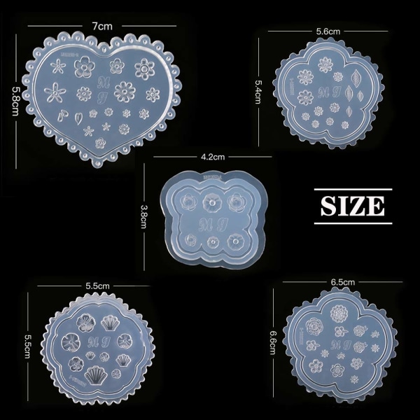 5 st blommor 3D silikonform nagelkonst snidning form för DIY nagelkonst dekorationer tillbehör nagelkonst mallar huvudvård verktyg