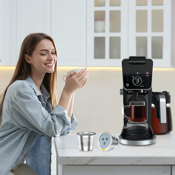 Silkopp Återvinning Ninja kaffemaskin rostfritt stål 3-håls K-cup kaffekapselkopp med filterpapperskopp