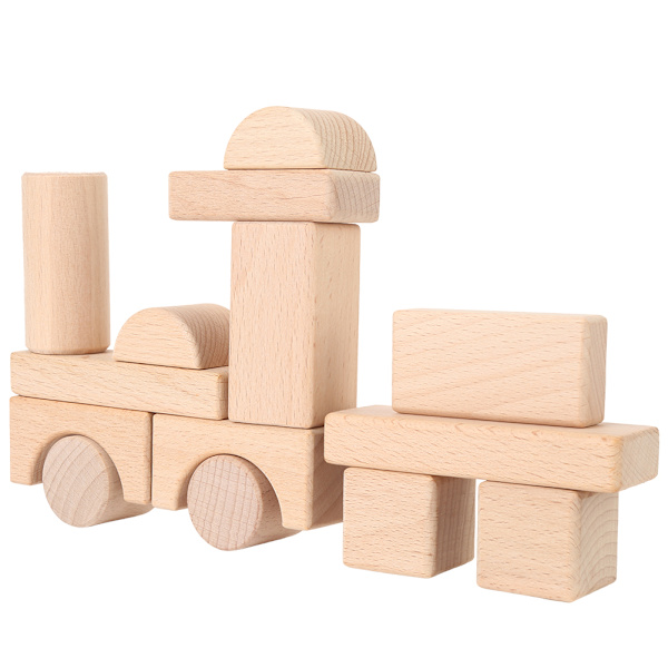 Geometriska former byggklossar leksak trä låda barn barn pedagogisk leksak present22pcs