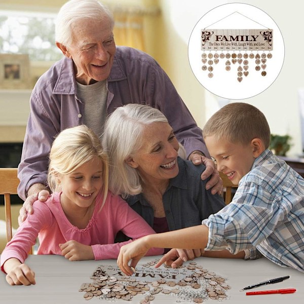 Familjekalender med rostfria stålringar, perfekt för heminredning, gravering och tillverkning av personliga presenter