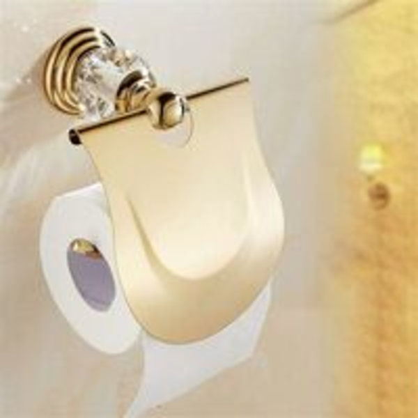 Toalettpappershållare, guld toalettpappershållare med lock väggmonterad rostfritt stål dispenser, rostskyddad hushållspappershållare