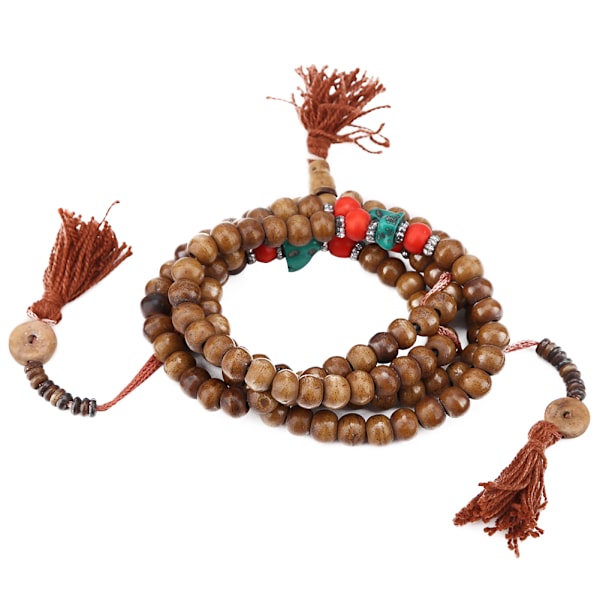 Tibetansk radband 108 naturliga pärlor bön Buddha buddhistisk stretch armband