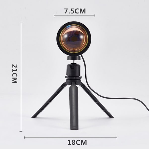 Solnedgångsprojektor LED Regnbåge Projektionslampa USB Solnedgångslampa Projektor Romantisk Visuell LED-lampa med 16 färger Modern Golvstativ Nattlampa för