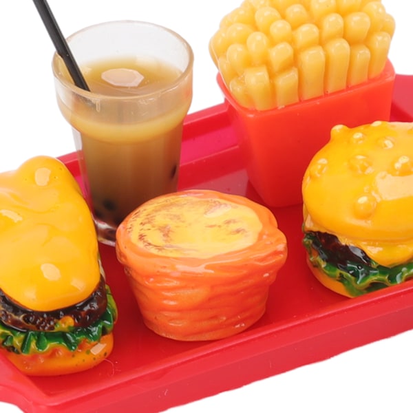 Dockhus Snabbmat 1/12 Harts Mini Hamburgare Pommes Frites Set för Miniatyrmat Tillbehör