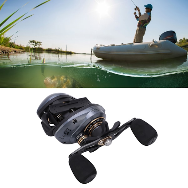 Baitcasting Rulle Fiske Rulle Hjul 7.2:1 Förhållande 18+1BB med Mikrotrådskopp Dubbla Bromssystem för Alla Vatten (Vänsterhänt)