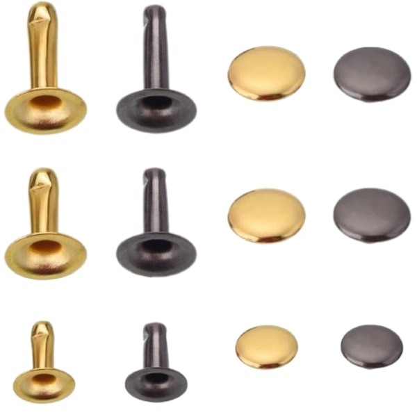 Set med 60 häftklammer/nit, metall, förvaringslåda, grå/guld