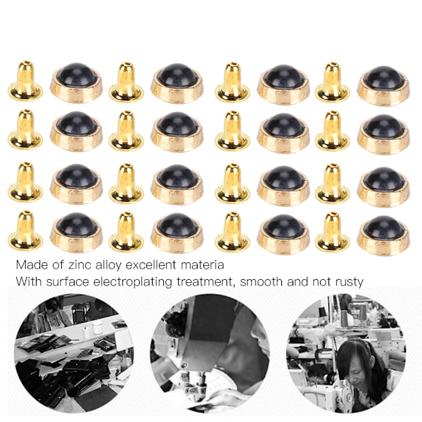 100 set färgade kristallnitar 8MM DIY zinklegeringsdekorationsspikar för bagage kläder skorSvart