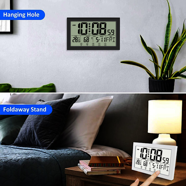Kreativ pekskärm digital väggklocka temperatur och