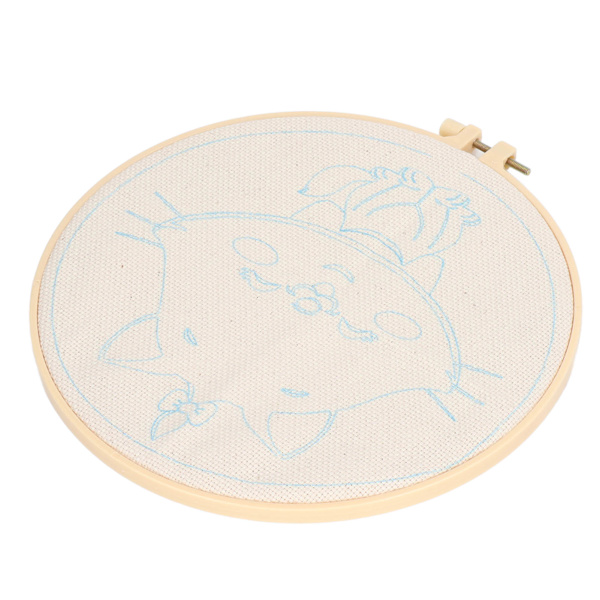 Punch Needle Kit Söt Vit Katt Lätt Användning Blank Ram 9.8in Båge 13Pcs Garn Punch Needle Art för Nybörjare