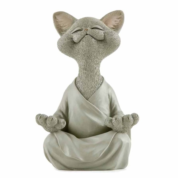 Buddhastaty Kattstaty-gåvor av kattälskare Yogadekoration