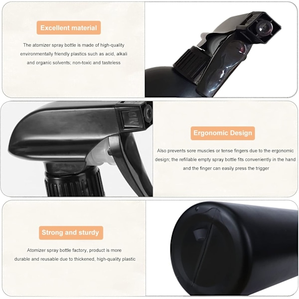 Ergonomisk Design Plast Sprayflaska, Säkert Material Justerbar Fin Dimspruta För Hushållsrengöring, 500ml Kraftig Läcksäker Spruta, Bred