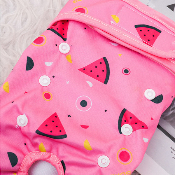 Fysiologiska byxor för husdjur, andningsbara, läcksäkra, justerbara, tvättbara hundskyddsbyxor för hemmet, utomhus, rosa vattenmelonlook XS