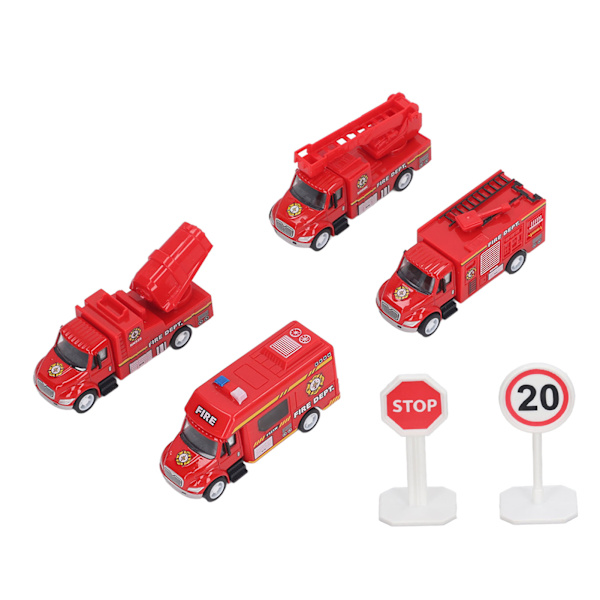 4 st Dragbilar Modell Set Legering Bilar Leksak Set Stad Serie Öppnade Dörrar Lastbil Modell Leksak Typ B