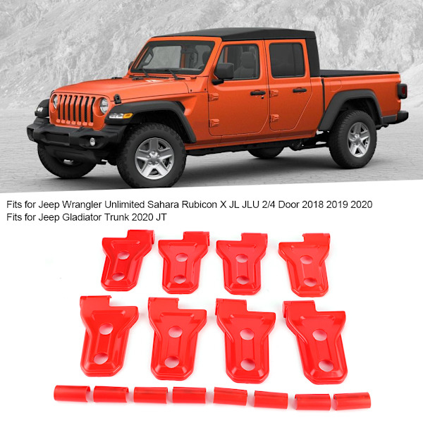 16 st/set Dörrgångjärnsskydd Trim Passar för Jeep Wrangler JL JLU Gladiator Bagageutrymme JTRed