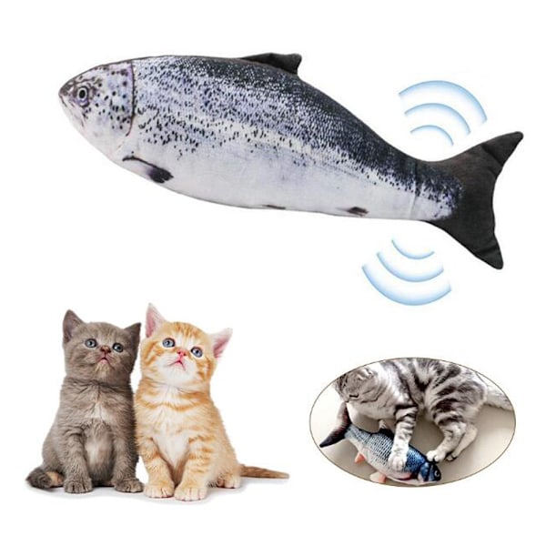 Intelligent Standby Plysch Fisksparkare, Bittsäker Interaktiv Kattleksak med Kattmynta för Små Hundar och Katter