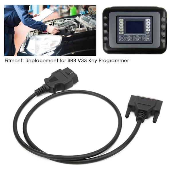 Diagnostisk OBD2 Han till DB25 Han Kabeladapter 16-stifts 102cm/40tum Ersättning för SBB V33 Nyckelprogrammerare