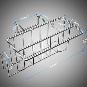 Moderne vask organizer, rustfrit stål til flere formål, let at rengøre rustfrit stål caddy, kompakt design, klæbende installation