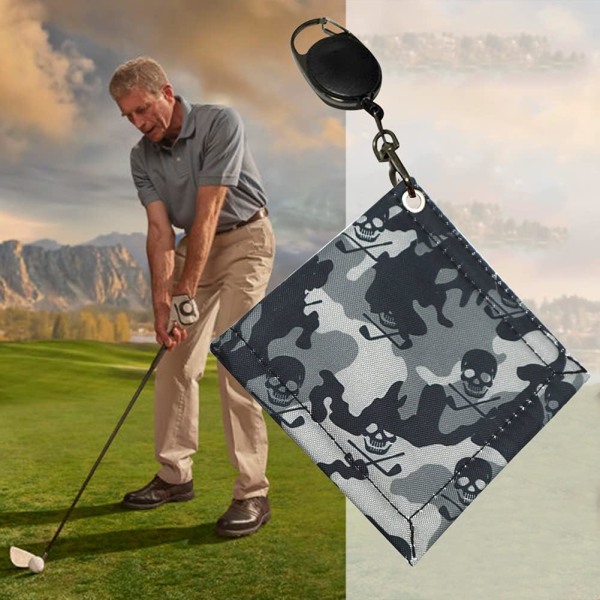 Bärbar golfbollshandduk Rengörare Golfboll Rengöring Handduk med Retractable Clip, Liten Retractable Tvättbar Våt Torr Golfboll Rengörare för Män Golf