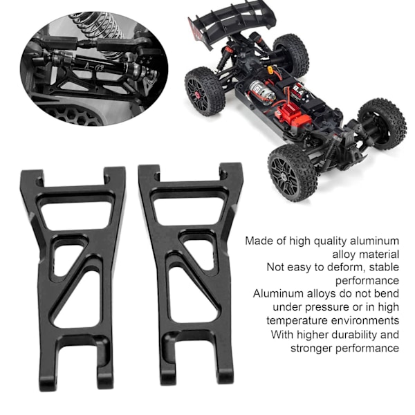 1 par aluminiumlegering främre nedre upphängningsarmar svingarmar för ARRMA Typhon 1/10 RC bil uppgraderingsdelar svart