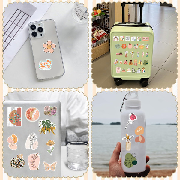 Boho Stickers för Olika Ytor, 100st Kvalitetsskydd mot Sol Vattenresistenta Icke-repeterande Designer För Laptops, Telefoner, Vattenflaskor,