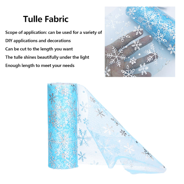 Tulle rullar 10 meter DIY skärning blått band vitt snöflinga mönster hantverkstillbehör för prinsessklänning