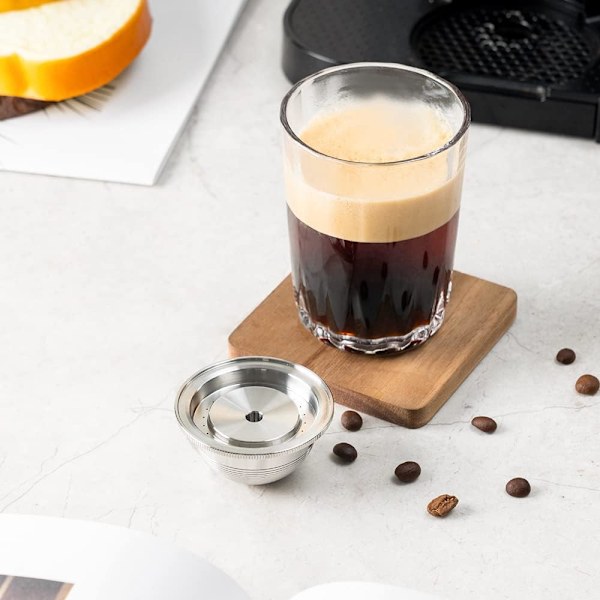 Kaffefilter Kaffekapsel i rostfritt stål, pulverfyllning, upprepad filterpulverskal, uppgraderad version
