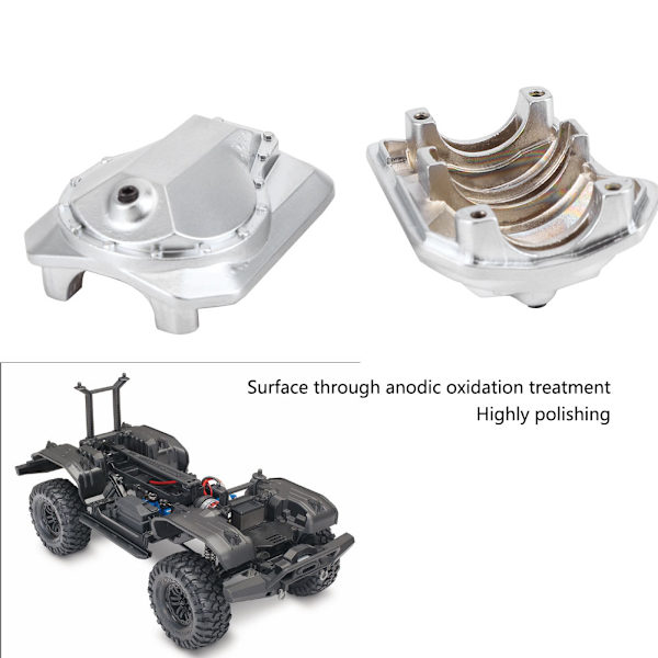 Metall Diff Cover Case Främre Bakre Drivaxel Silver för Traxxas TRX4 1/10 RC Crawler Bil