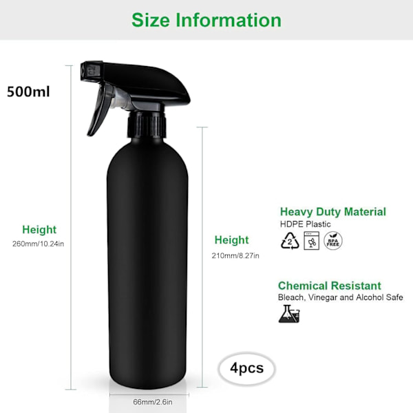 Ergonomisk Design Plast Sprayflaska, Säkert Material Justerbar Fin Dimspruta För Hushållsrengöring, 500ml Kraftig Läcksäker Spruta, Bred