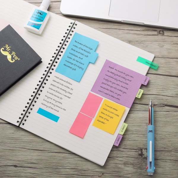 Post-it-set, post-it-etiketter, 410 stycken, separata post-it-lappar, skolmaterial, kontorsmaterial, planerings-post-it-lappar, post-it-etikettdelare,